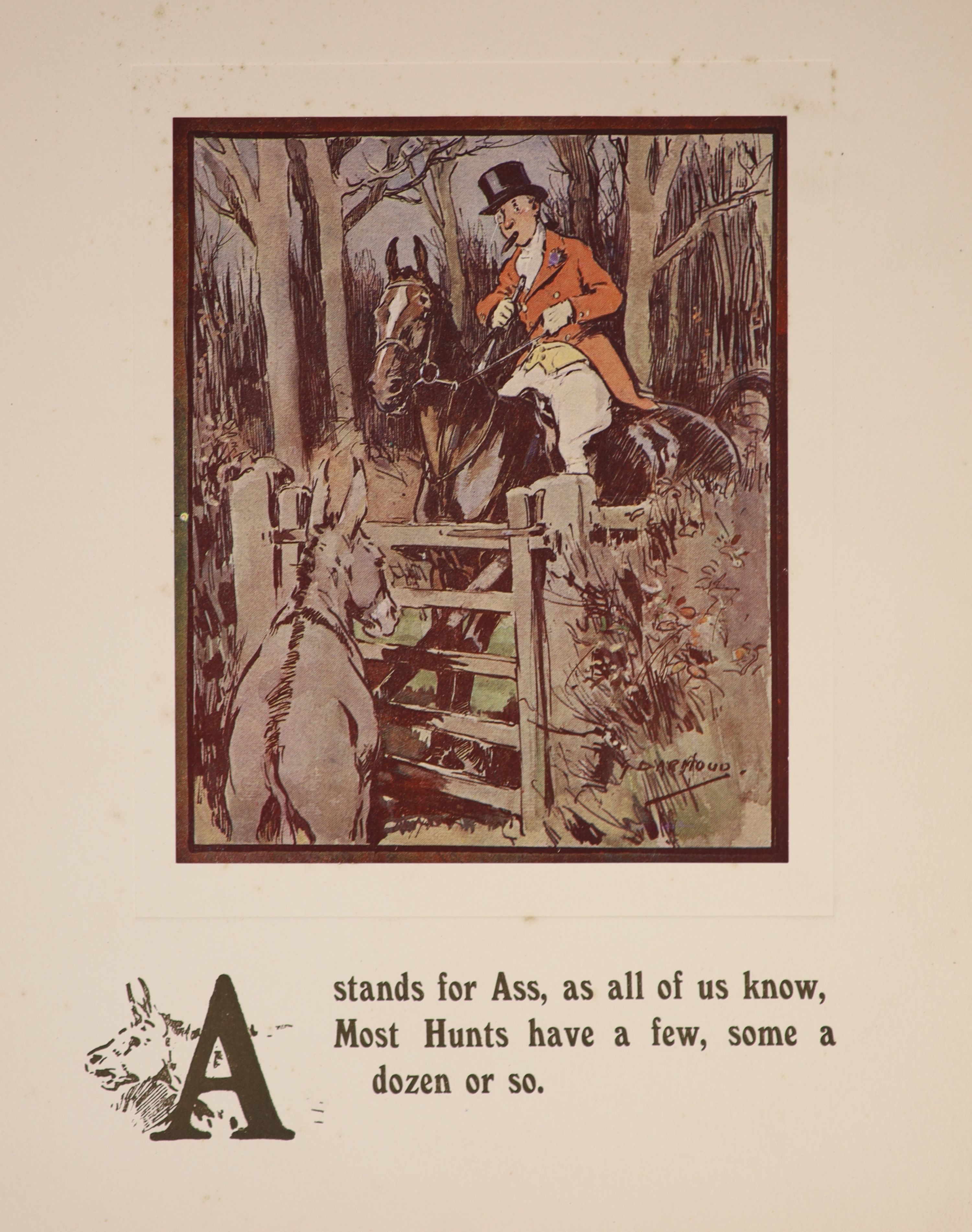 Armour, George Denholm - A Hunting Alphabet, 4to, cloth in clipped d/j, with 26 mounted colour plates, Country Life, 1929